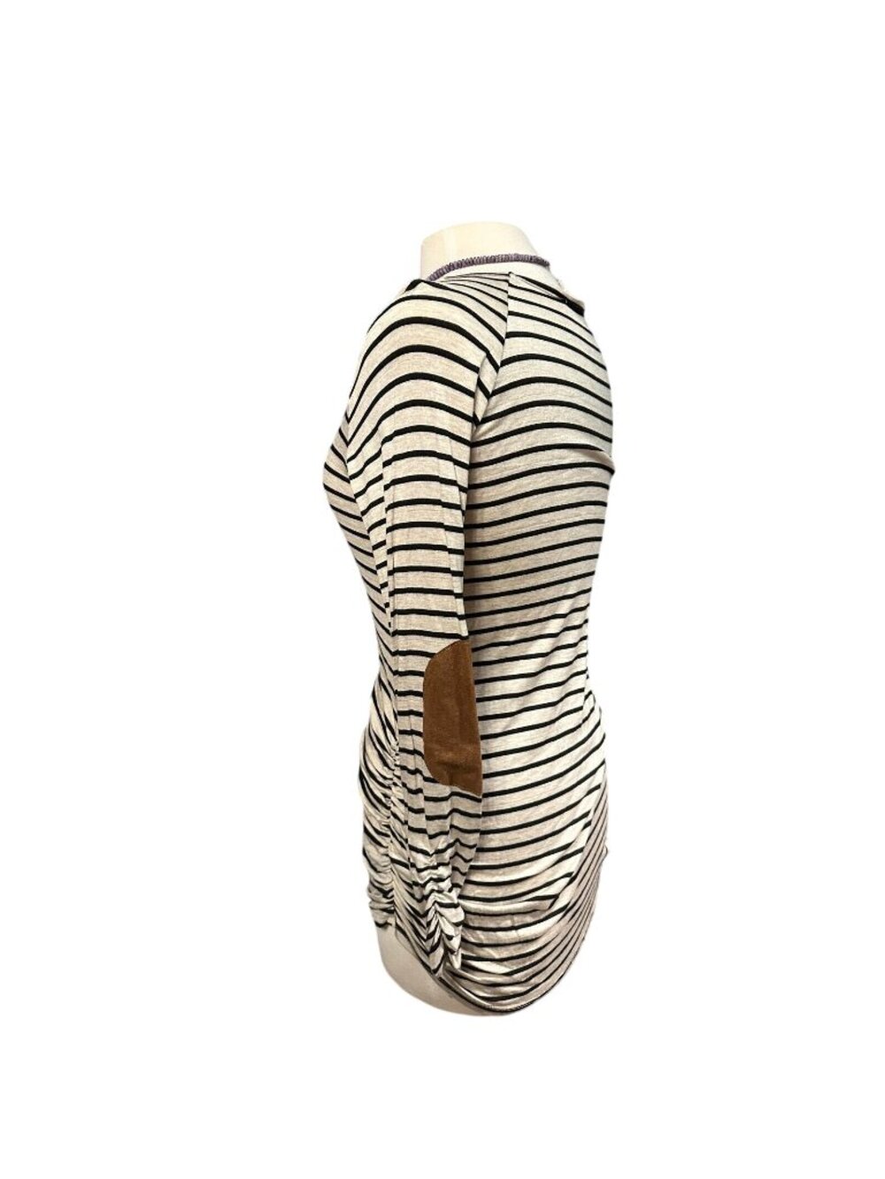 Striped Long-Sleeve Ruched Top With Elbow Patches By Hailey & Co Anthro Size S